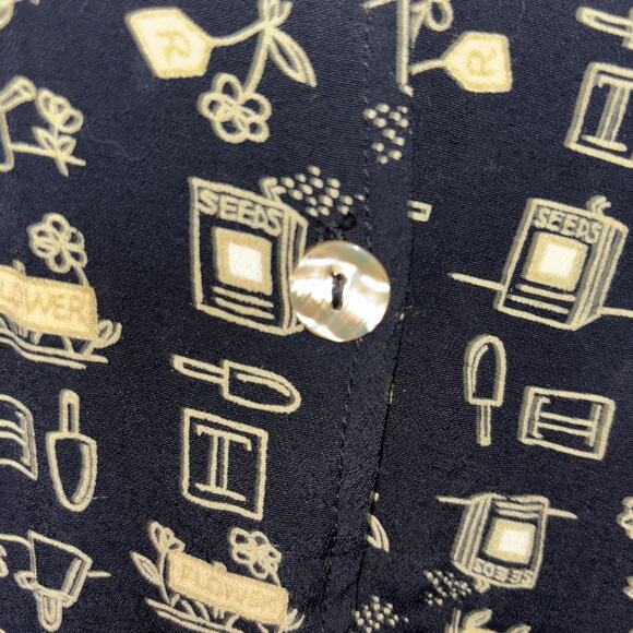 Vintage David Dart Shirt Black with Pearl Buttons GardenDesign Wear Women XL - Picture 2 of 8